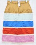 J Crew Crochet Ribbon Skirt 0 Linen Colorblock Pencil A Line Womens New NWT
