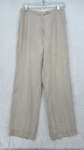 Eddie Bauer 100% Linen Pants 12 Womens Beige Tan Straight Leg