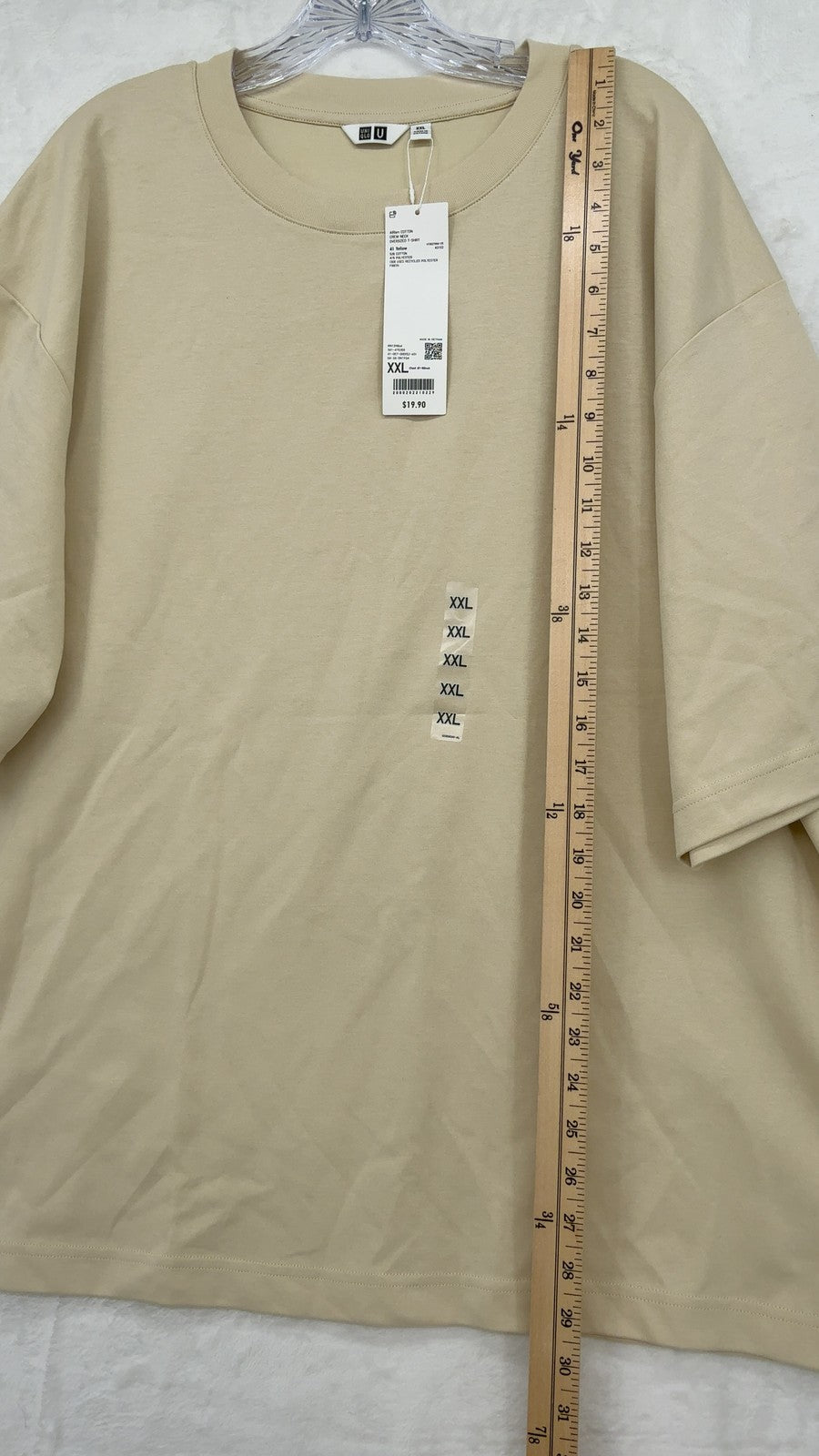 Uniqlo U AIRism Cotton Crew Neck Oversized T-Shirt 2XL Mens Beige  New NWT