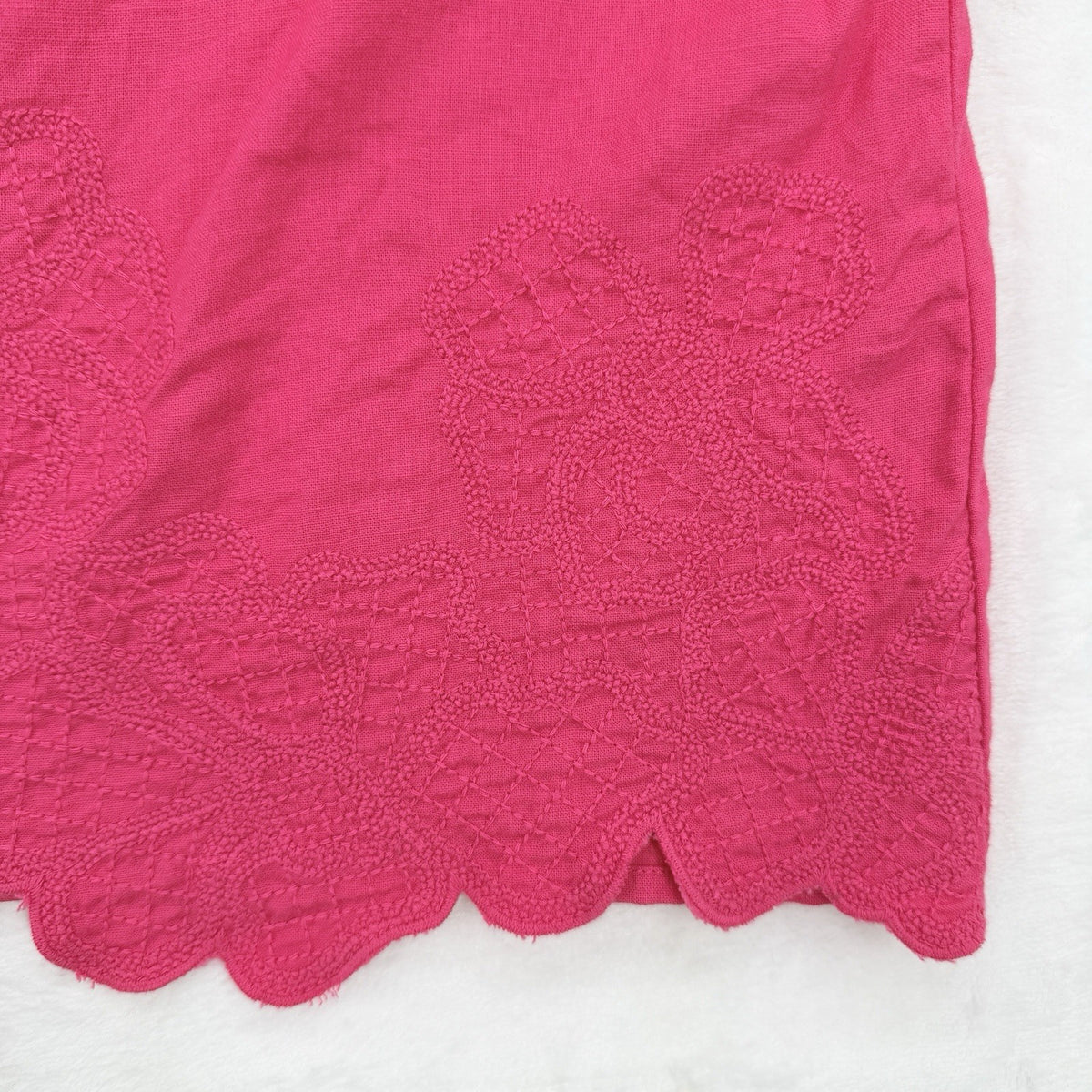 J Crew Linen Cotton Top Women Large Pink Sleeveless Embroidered