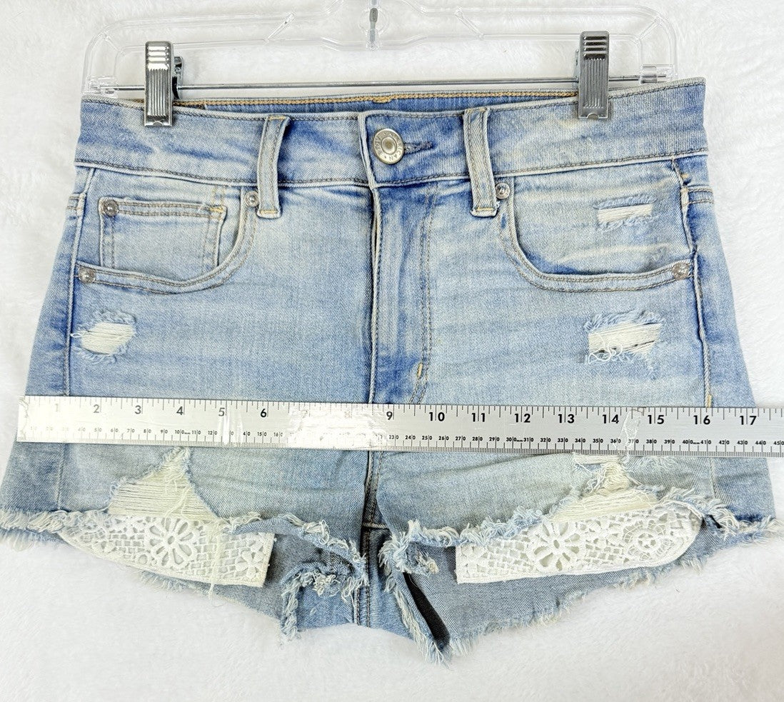 American Eagle High Rise Shortie 6 Shorts Womens Light Blue Denim Short