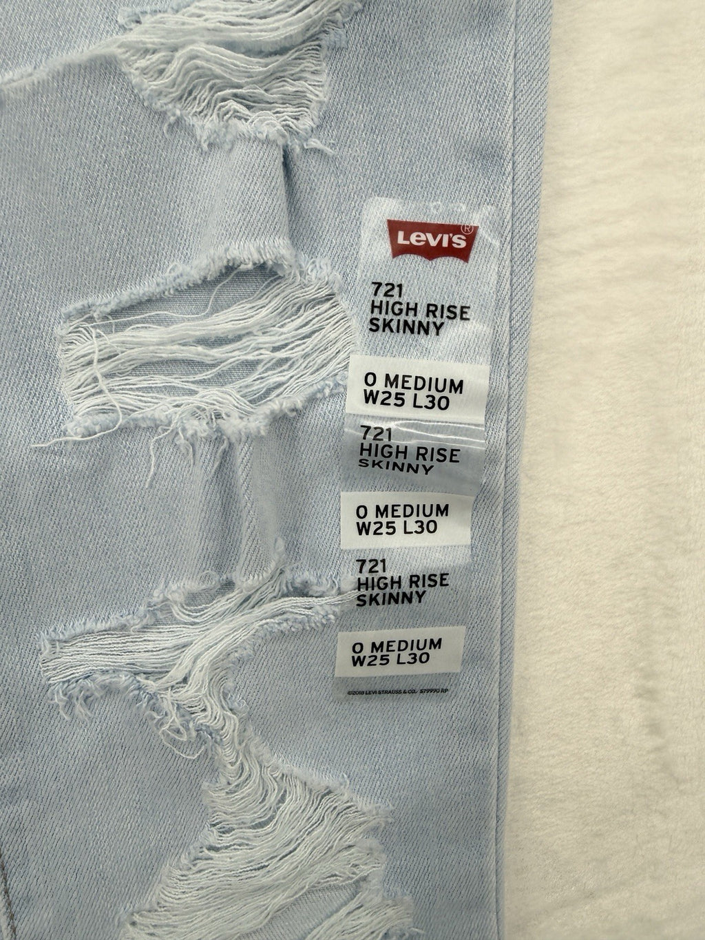 Levis 721 High Rise Skinny 25 25x30 0 Womens Light Blue High Rise New NWT