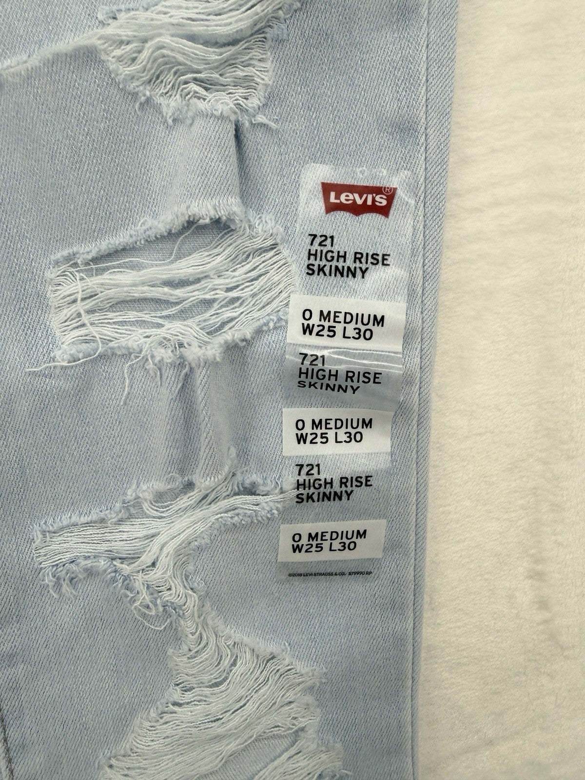 Levis 721 High Rise Skinny 25 25x30 0 Womens Light Blue High Rise New NWT