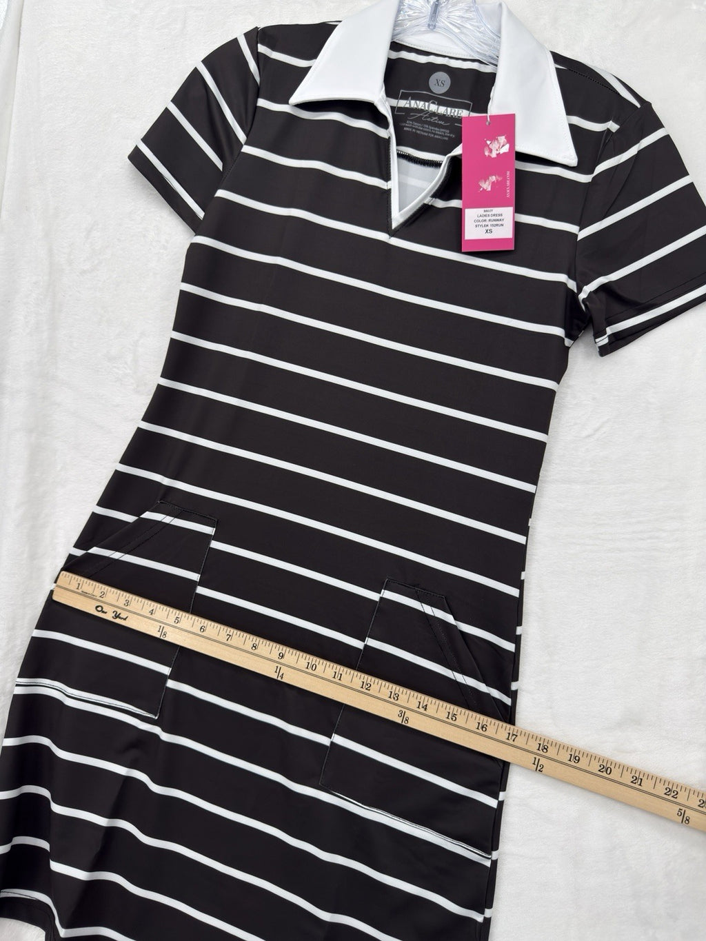 Ana Claire Dress Small Active Sleeveless Polo Black White Shift Clare Women New