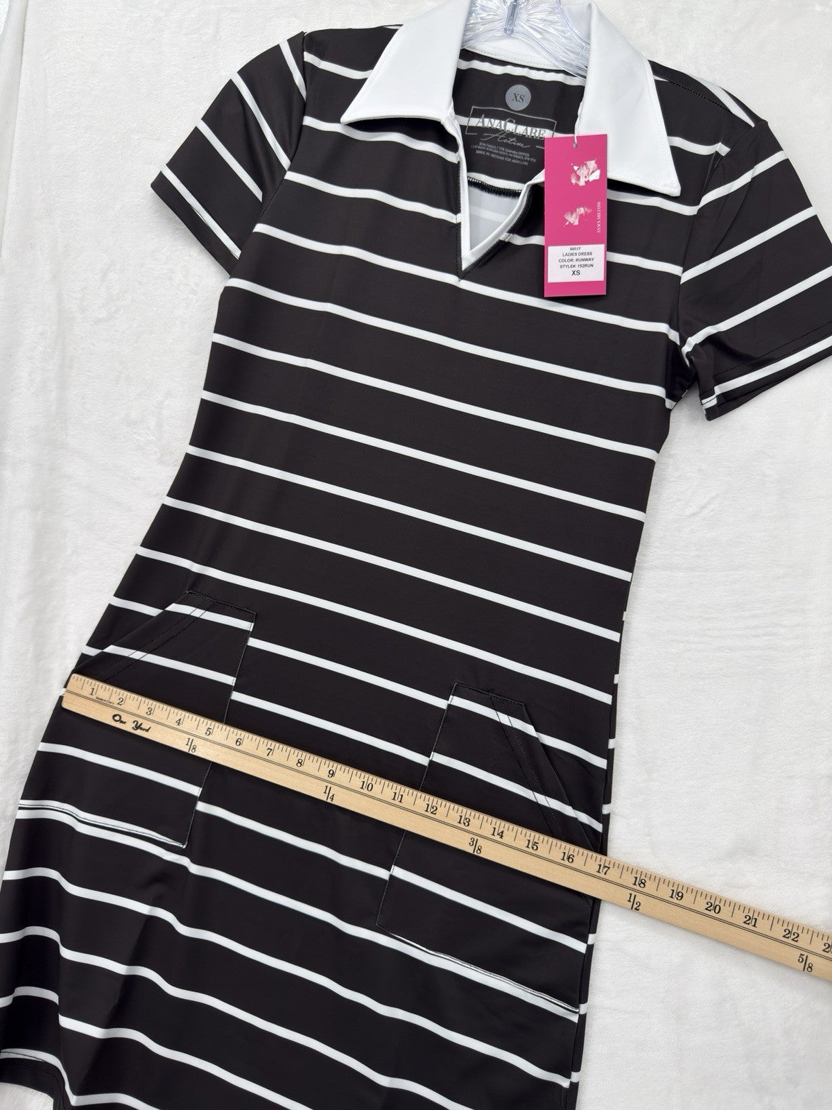 Ana Claire Dress Small Active Sleeveless Polo Black White Shift Clare Women New