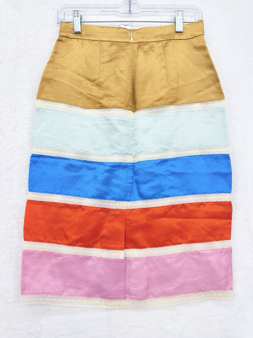 J Crew Crochet Ribbon Skirt 0 Linen Colorblock Pencil A Line Womens New NWT