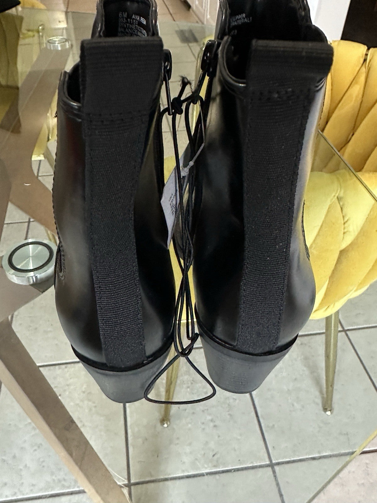 Ana Reba Black Ankle Boots Womens 6 Booties Side Zip Block Heel 6M