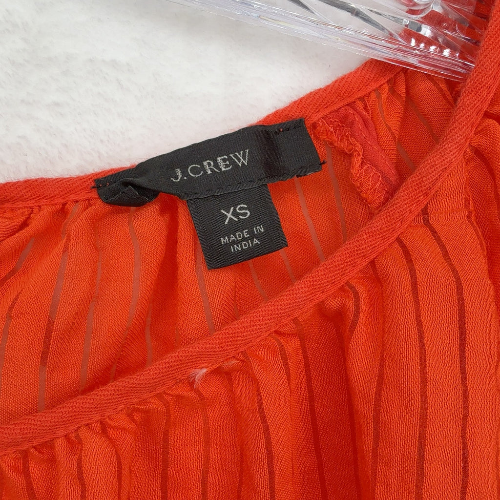 J Crew XS Top Long Sleeve Blouse Flax Womens Semi Sheer Popover