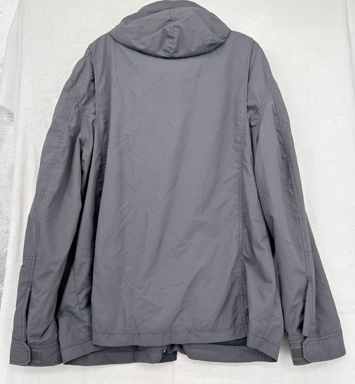 Lands End Jacket Large Mens Gray Lightweight Mesh Lined Full Zip Nylon Hooded