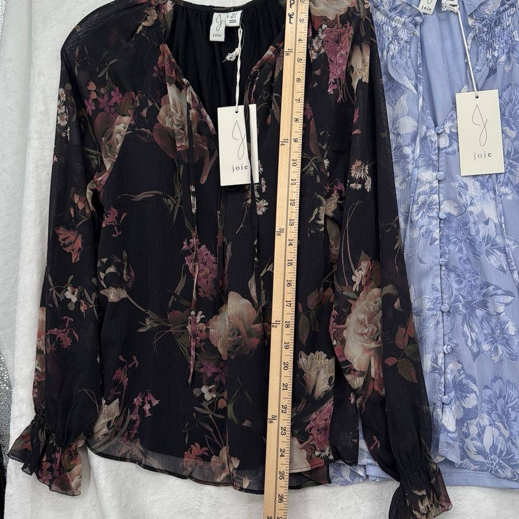 Joie Womens Tops Small Long Sleeve Blue Black Floral Print Blouse Lot New NWT