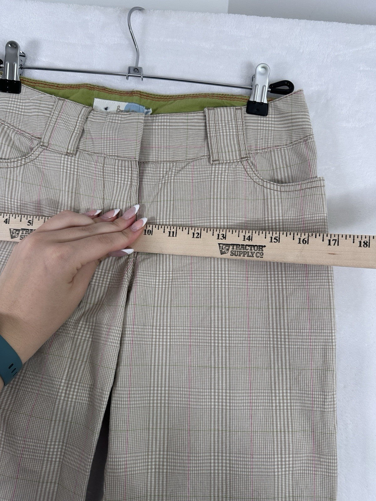 Boden Plaid Pants US 4 UK 8 Tan Straight Leg Womens