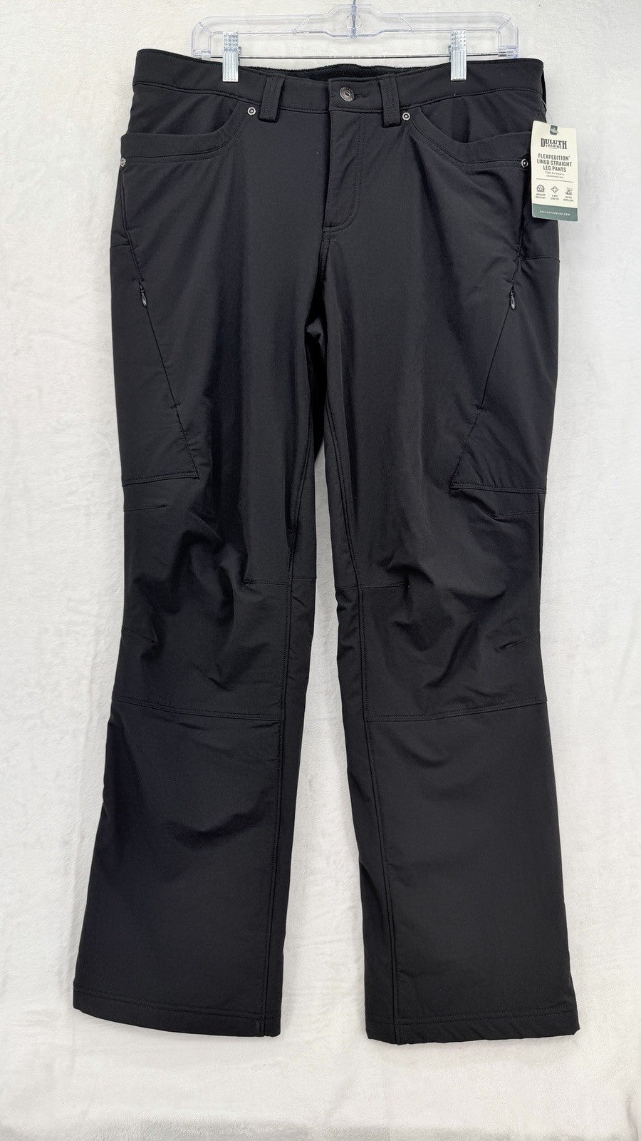 Duluth Trading Flexpedition Pants Womens 12 Black 12x29 Fleece Lined New NWT