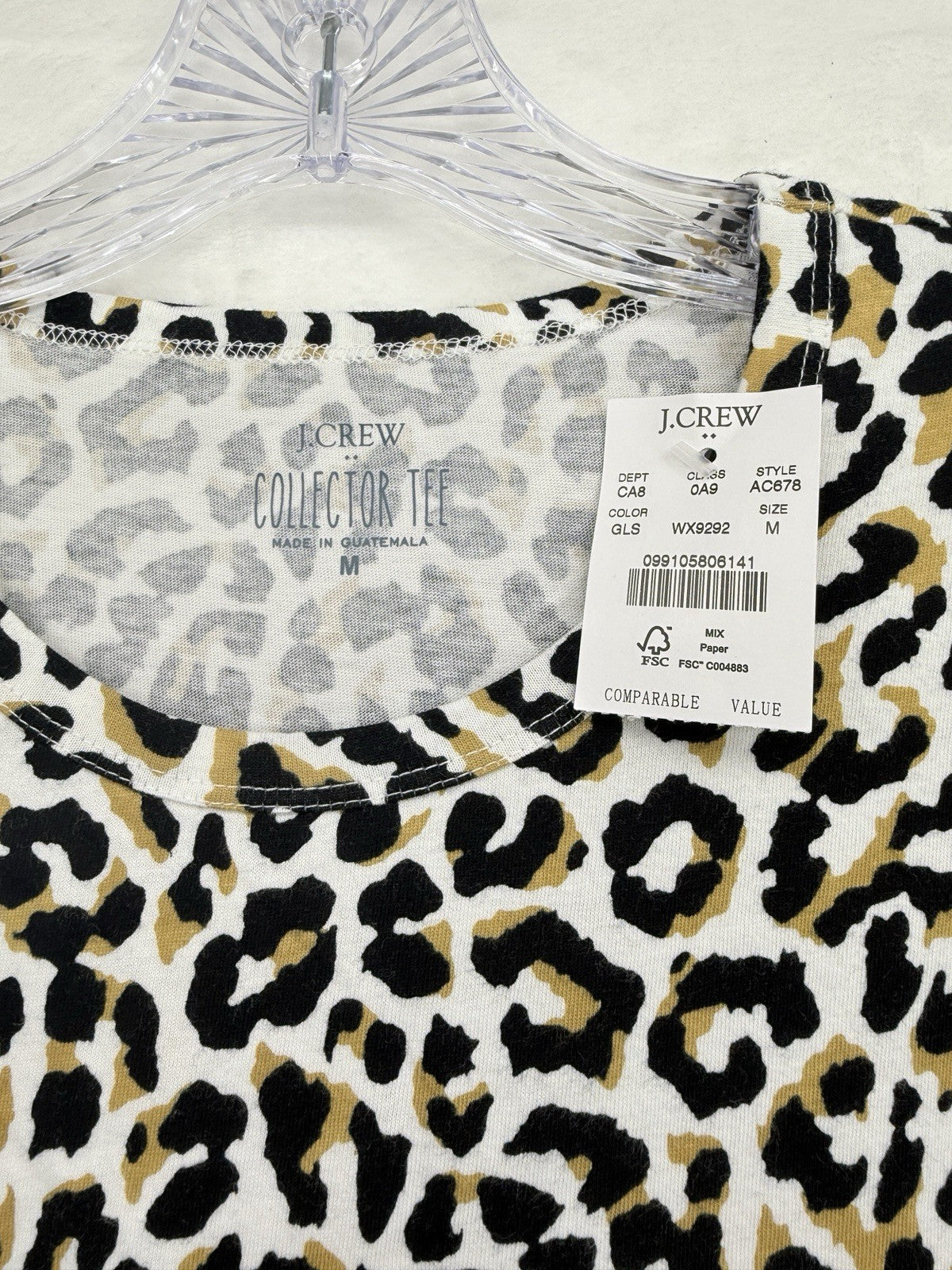 J Crew Top Women Medium Collector Tee Lot Cheetah Leopard Print Short Sleeve New