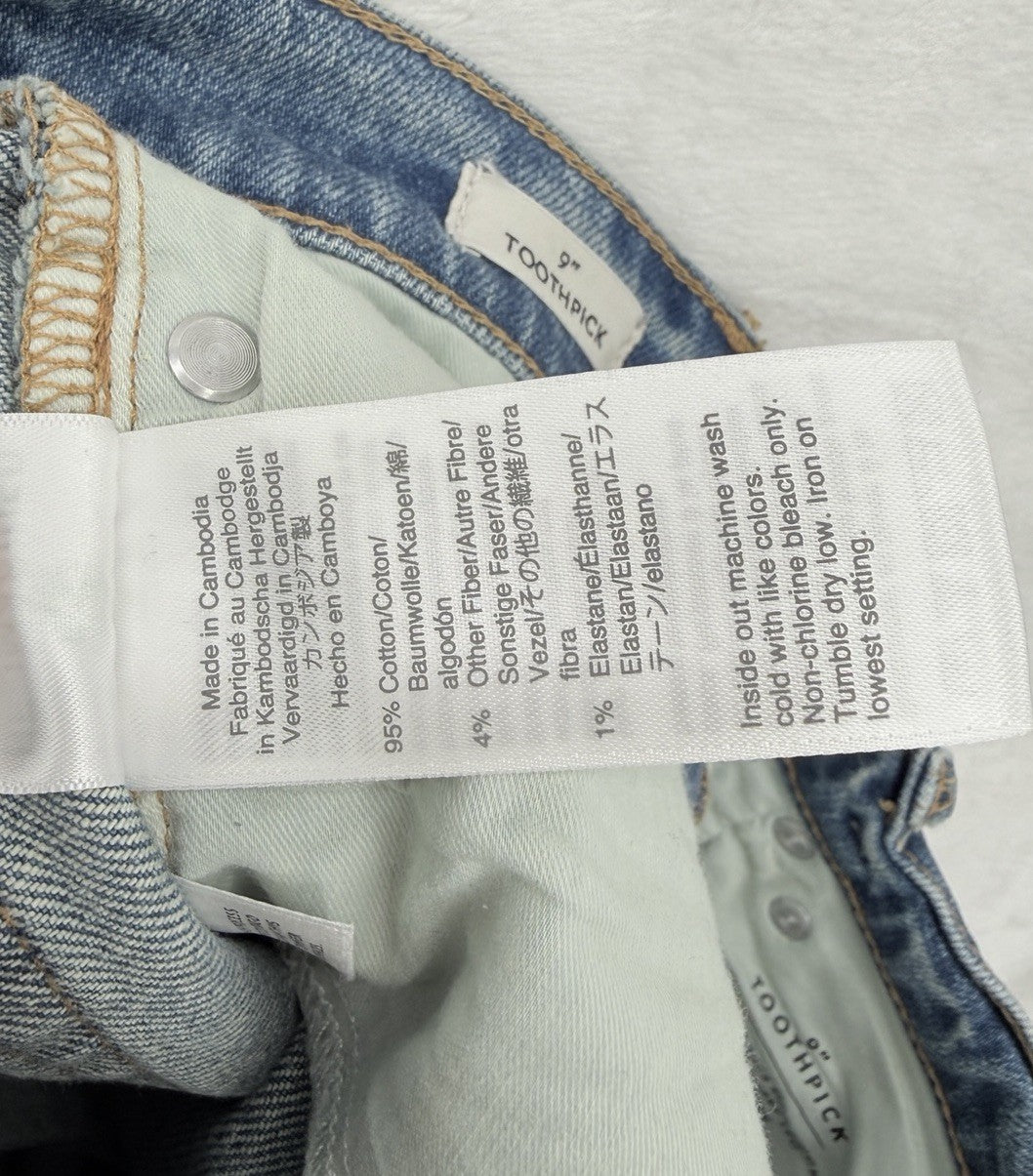J Crew 9” High Rise Toothpick Jeans 25 Womens Blue Denim