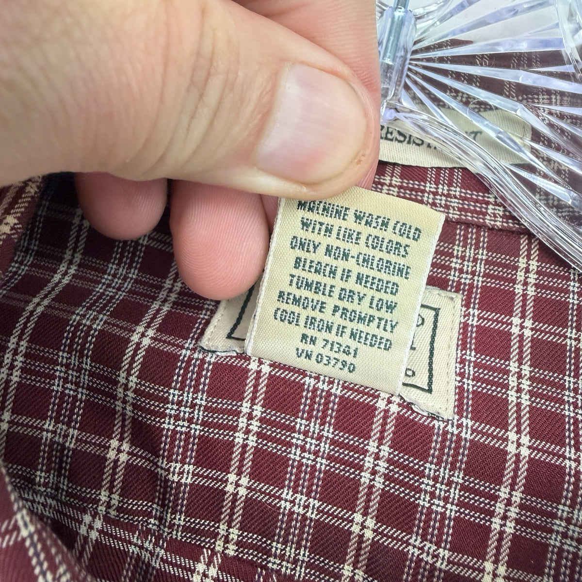 LL Bean Shirt Men XL Tall Short Sleeve Button Down Burgundy Plaid 100% Cotton