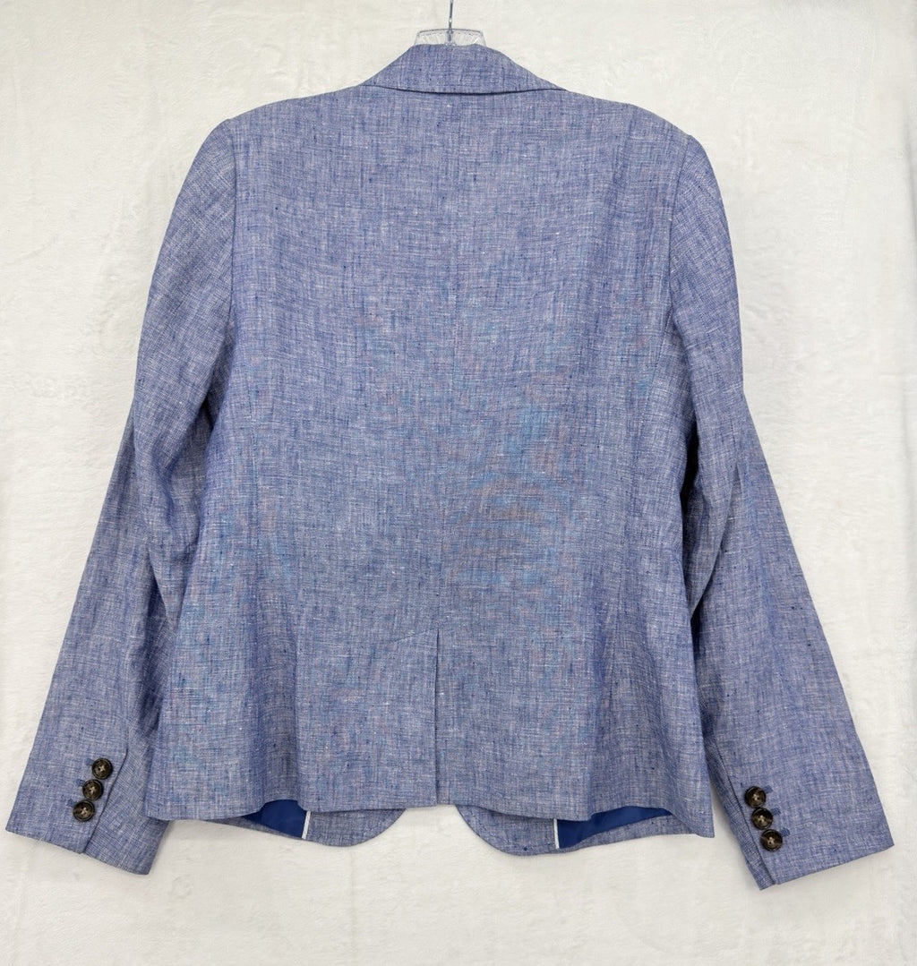 Talbots 100% Linen Jacket 4 Womens Blue Blazer Lined
