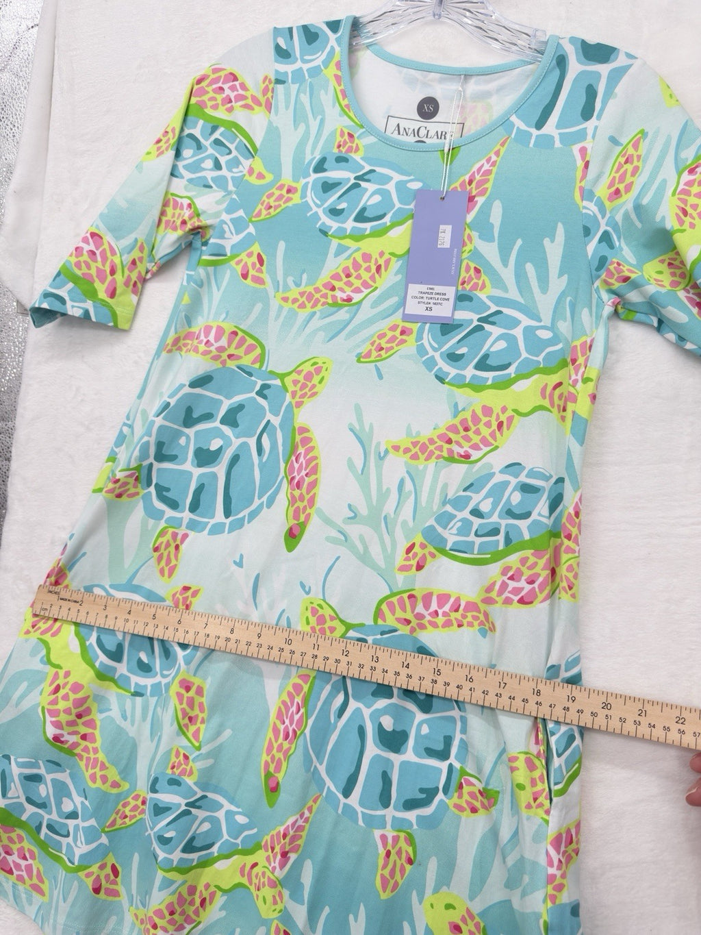 AnaClare Dress XS Knit Trapeze Sea Turtle Print Womens Ana Clare Claire New NWT