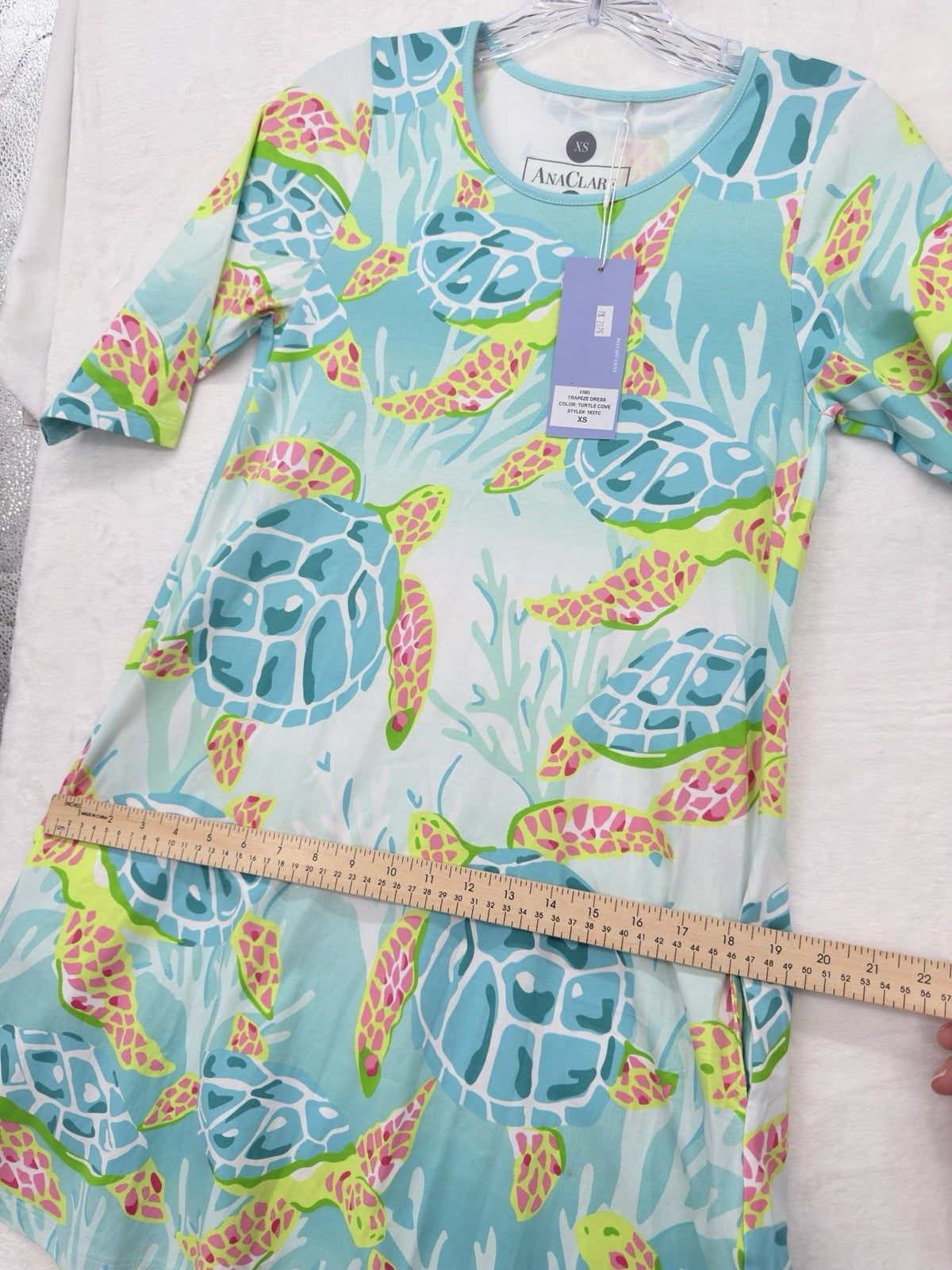 AnaClare Dress XS Knit Trapeze Sea Turtle Print Womens Ana Clare Claire New NWT