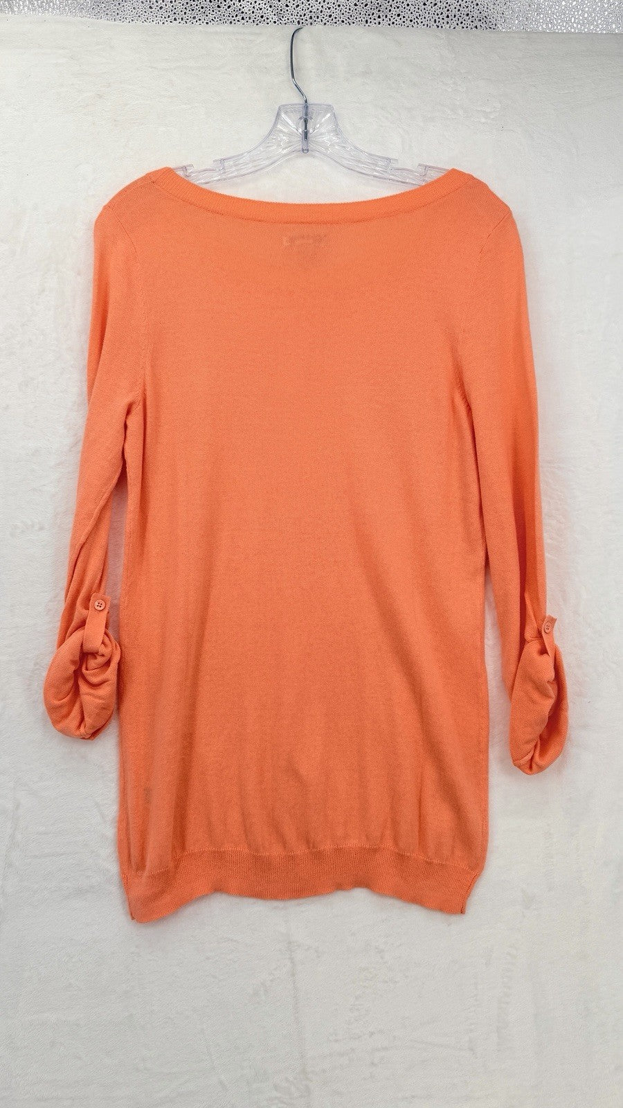 Old Navy Sweater XS Womens 100% Cotton Long Roll Tab Sleeve Orange New NWT