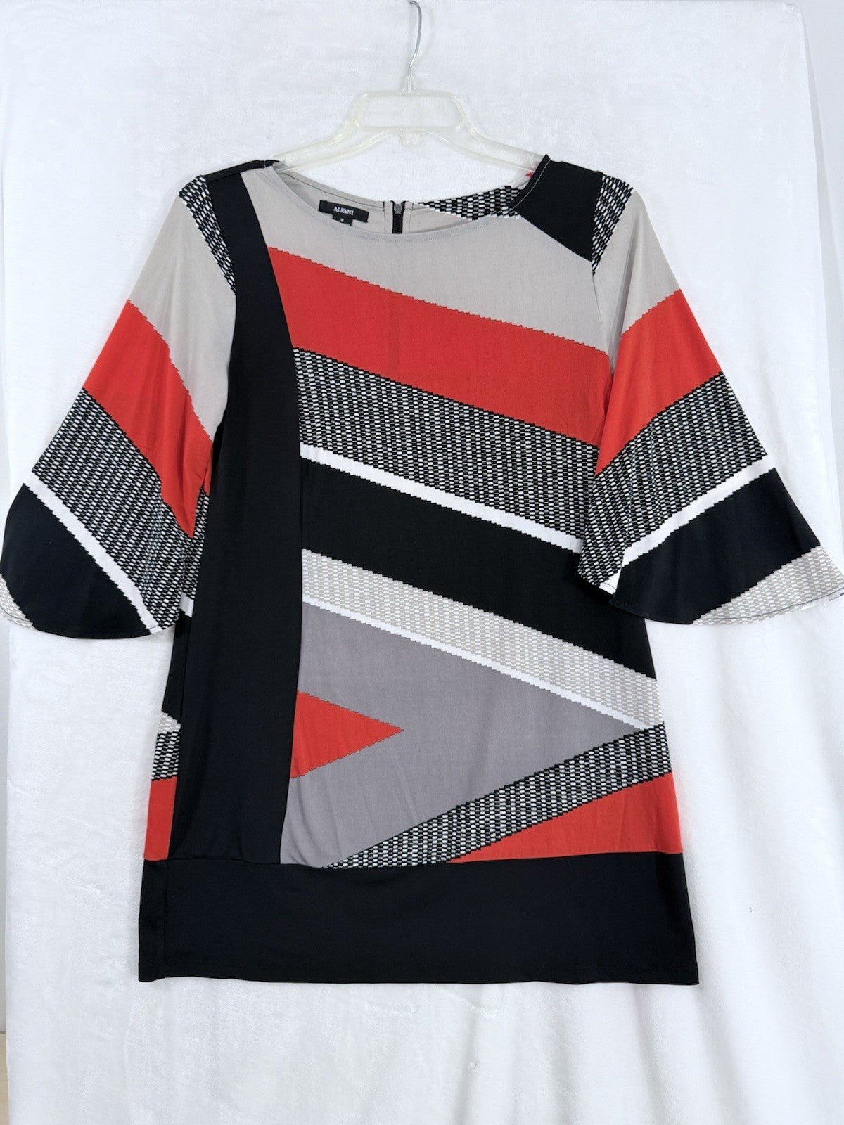 Alfani Tunic Tops Small Black Red Print Womens Top Blouse