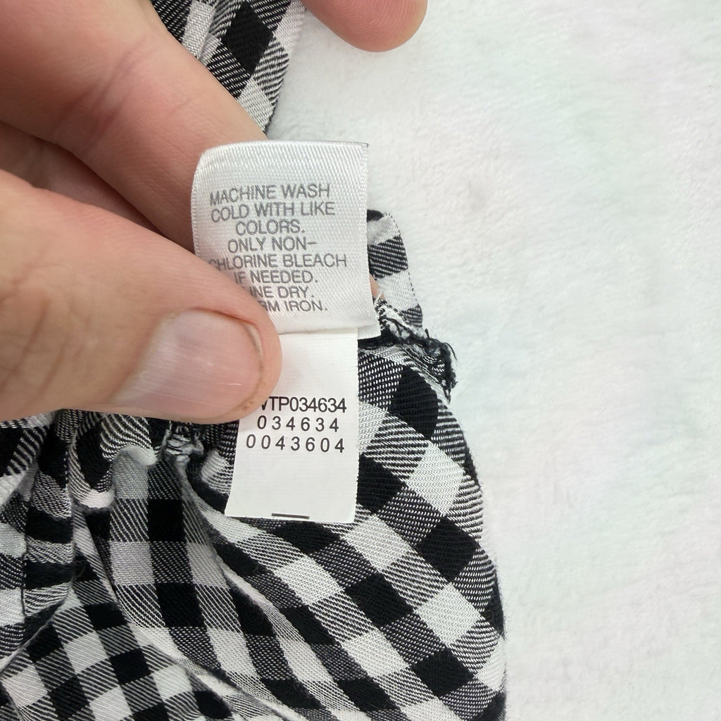 J Jill Top 1X Long Sleeve Button Up Black White Gingham Pocket
