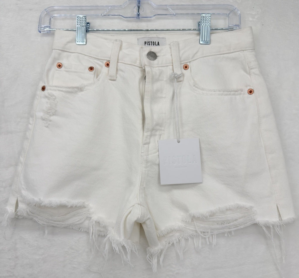 Pistola Los Angeles Shorts 24 White Nova High Rise 100% Cotton Womens New NWT