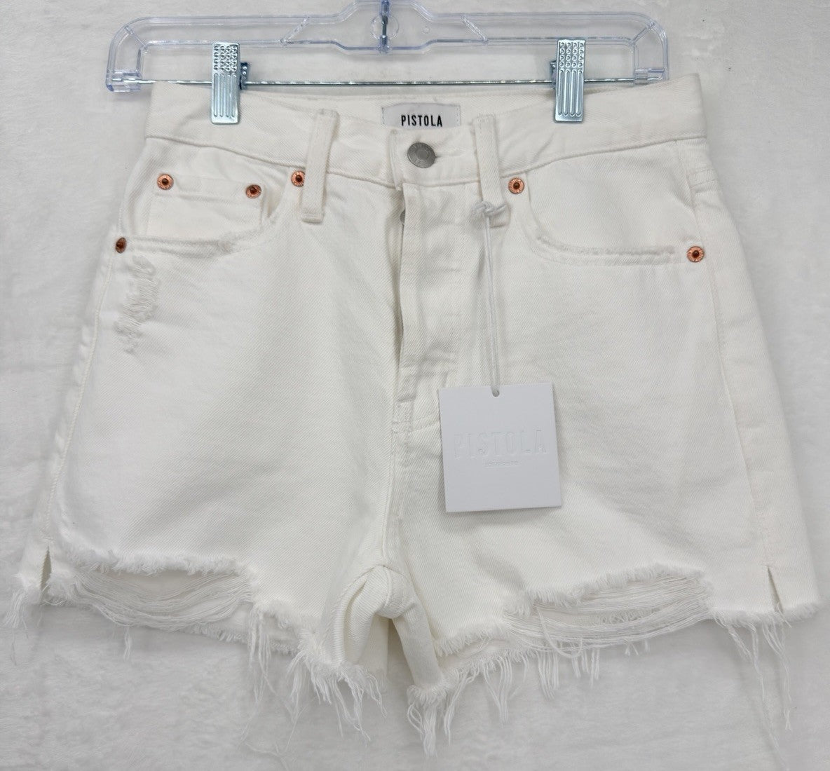 Pistola Los Angeles Shorts 24 White Nova High Rise 100% Cotton Womens New NWT