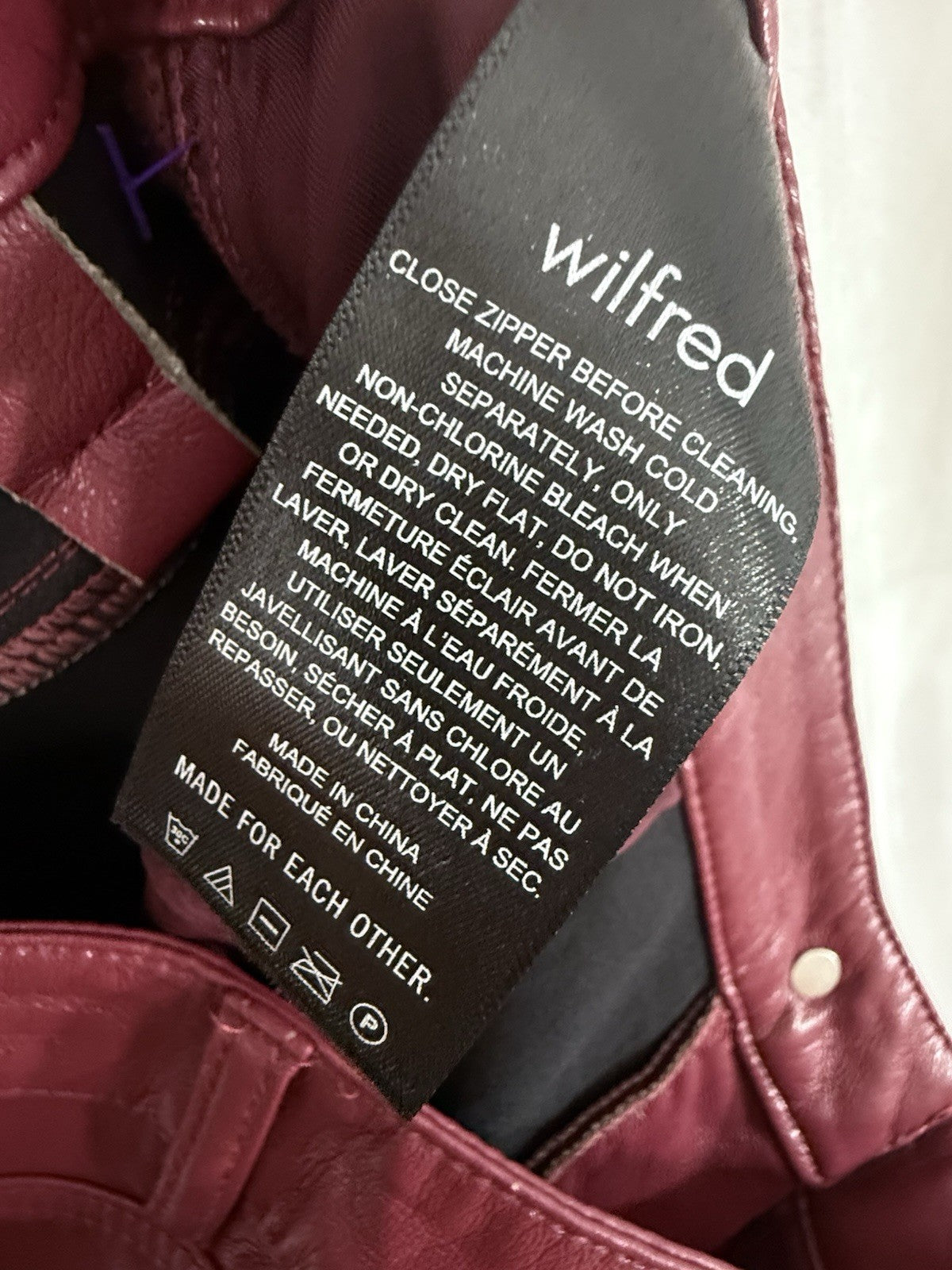 Aritzia Wilfred Faux Leather Pants 6 Lucy Burgundy Red