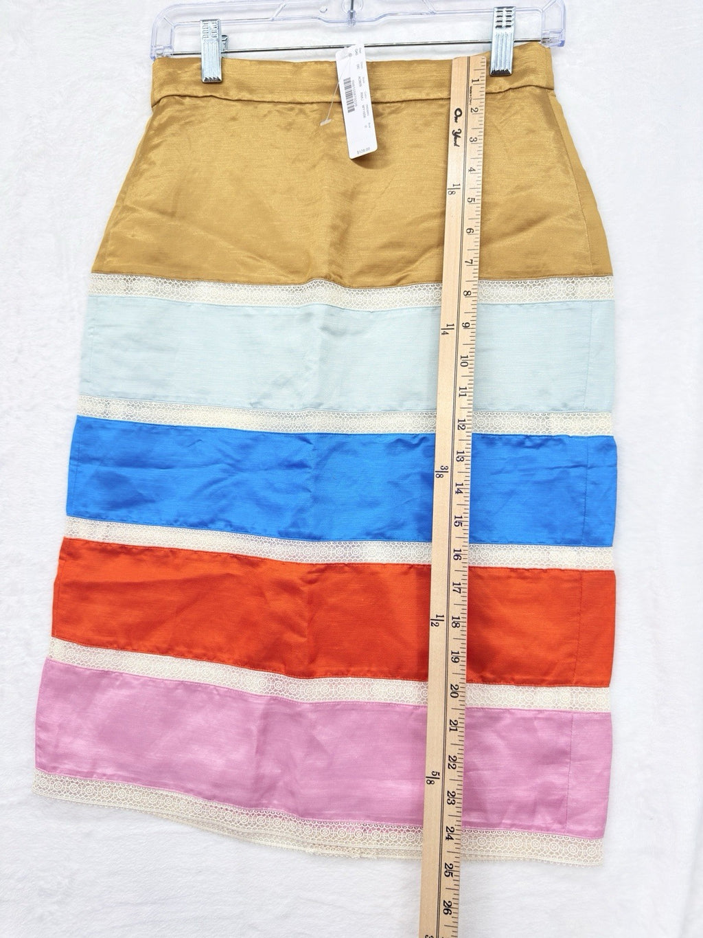 J Crew Crochet Ribbon Skirt 0 Linen Colorblock Pencil A Line Womens New NWT