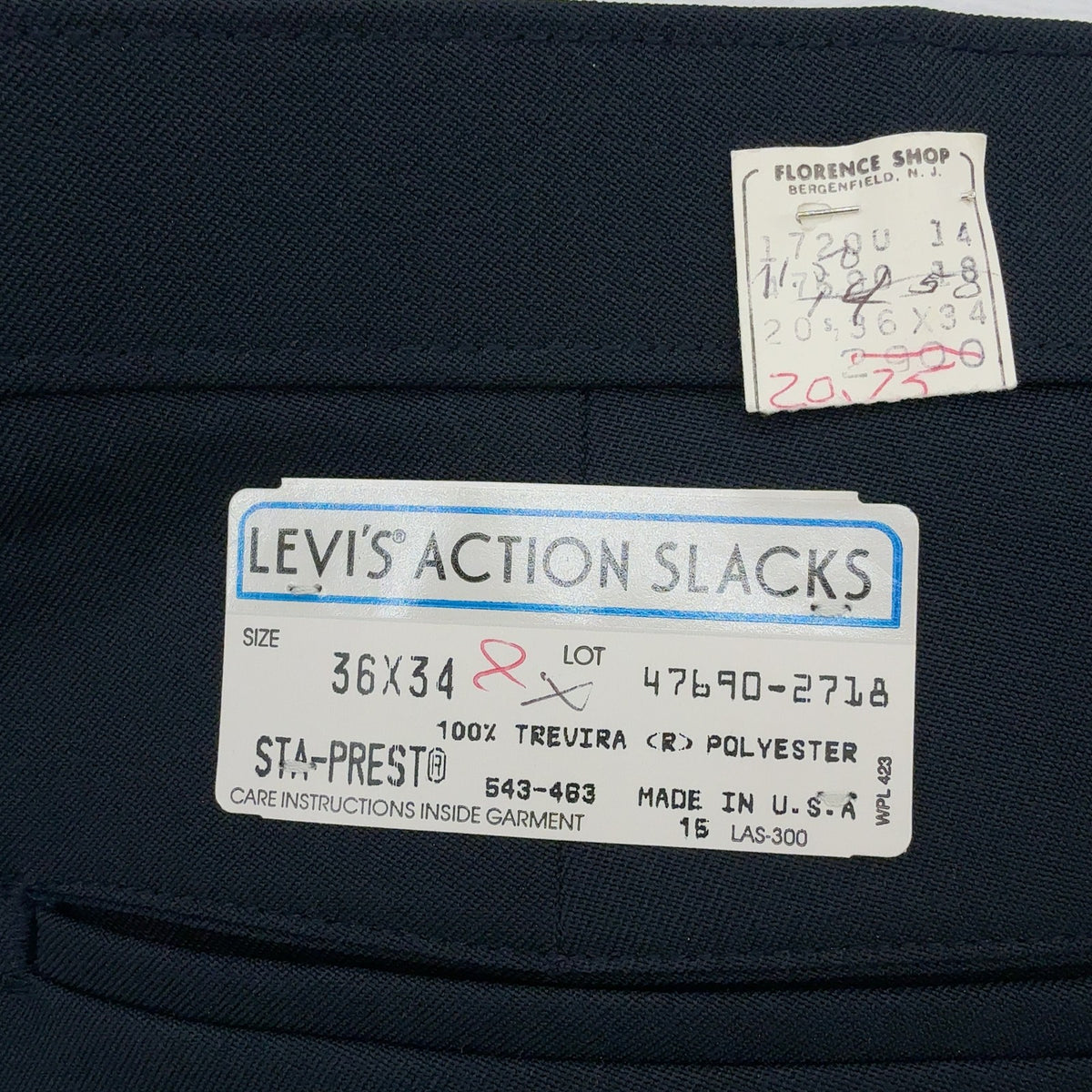 Levi's Action Slacks Dress Pants 35x34 Mens Blue Sta-Prest Made in USA New NWT