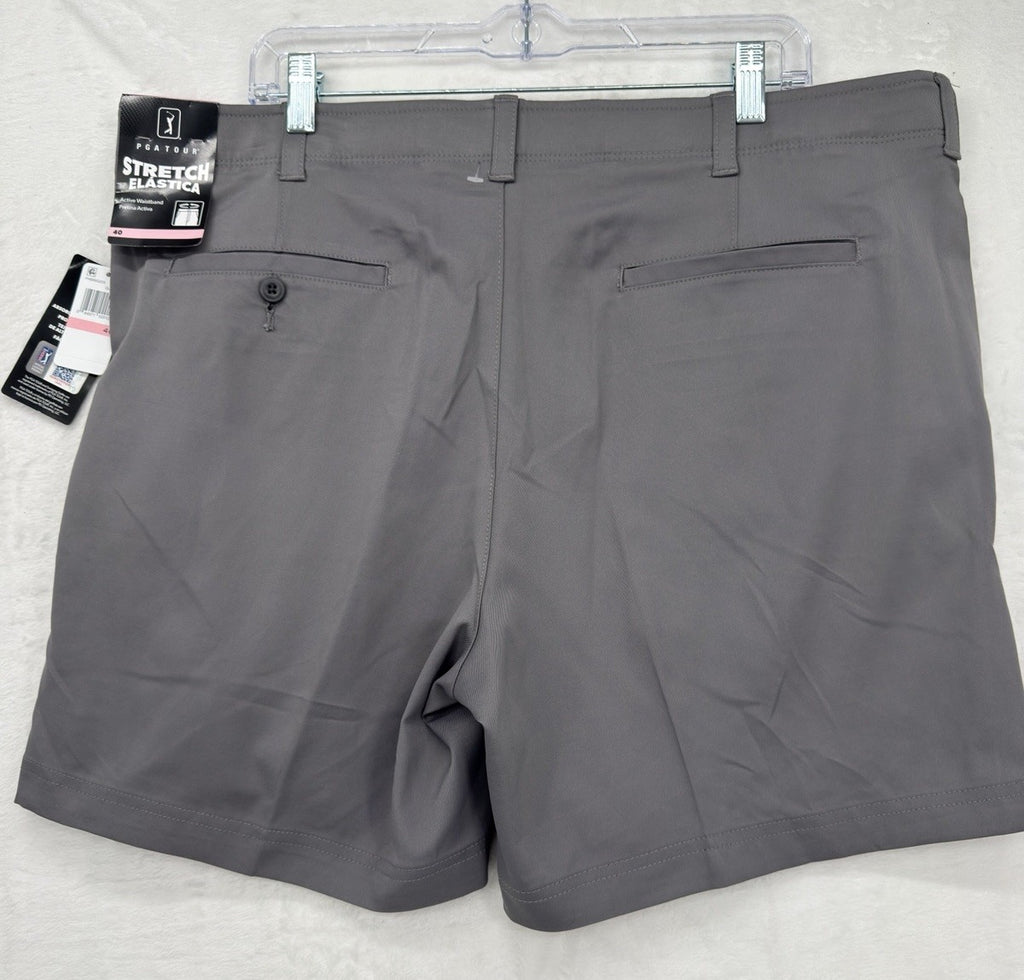 PGA Tour Golf Shorts 40 Gray Mens 6” Flat Front New NWT