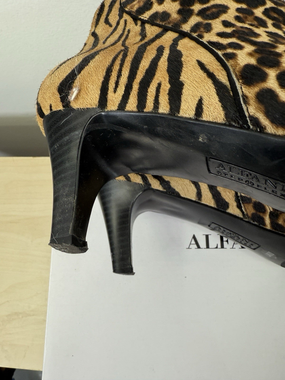 Alfani Harpper Booties 11 Womens Leopard Print Kitten Heel Calfhair Heels Animal