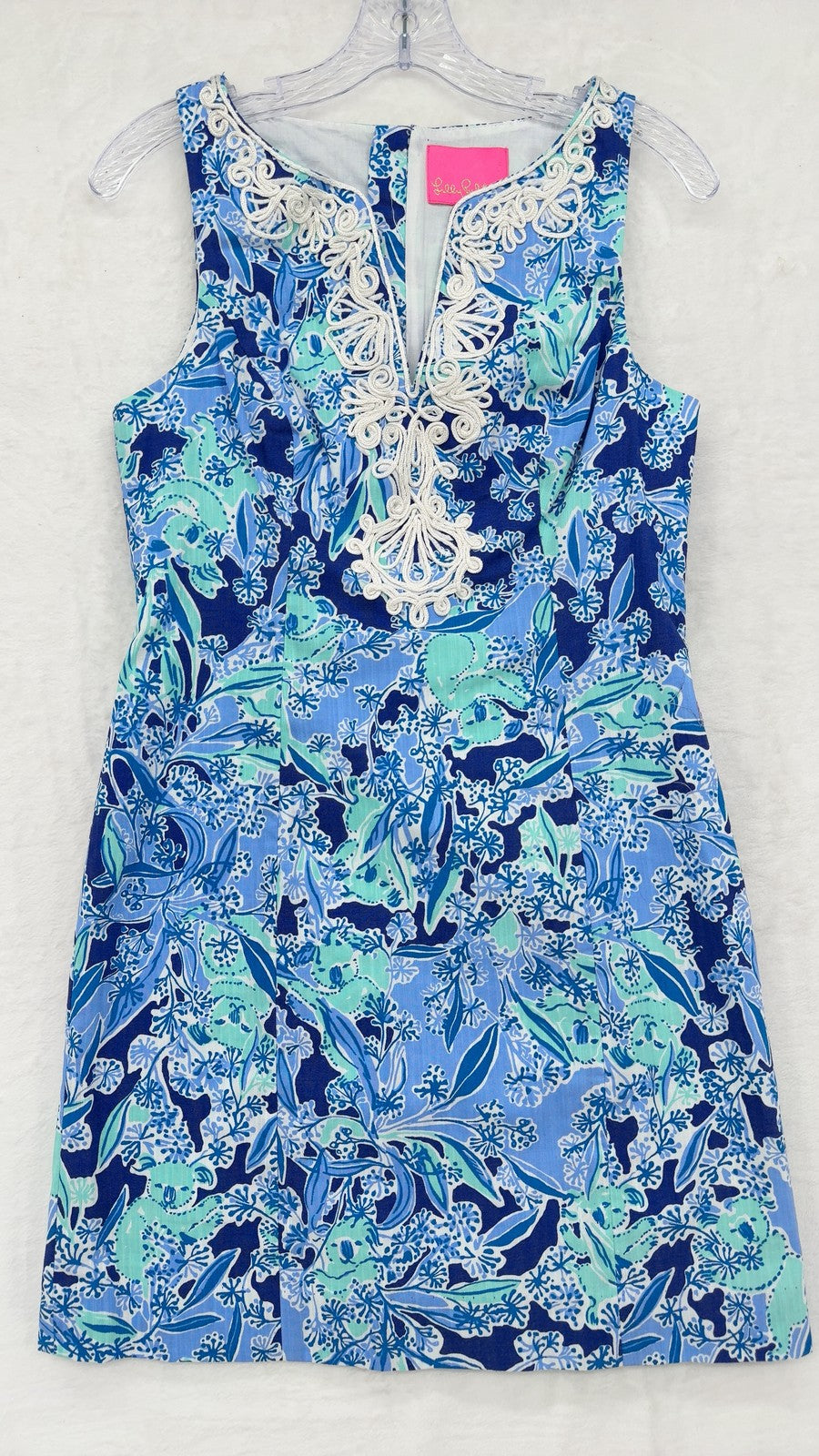 Lilly Pulitzer Gabby Shift Dress 4 Womens Blue Koalafications Print Sleeveless