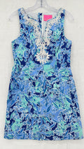 Lilly Pulitzer Gabby Shift Dress 4 Womens Blue Koalafications Print Sleeveless