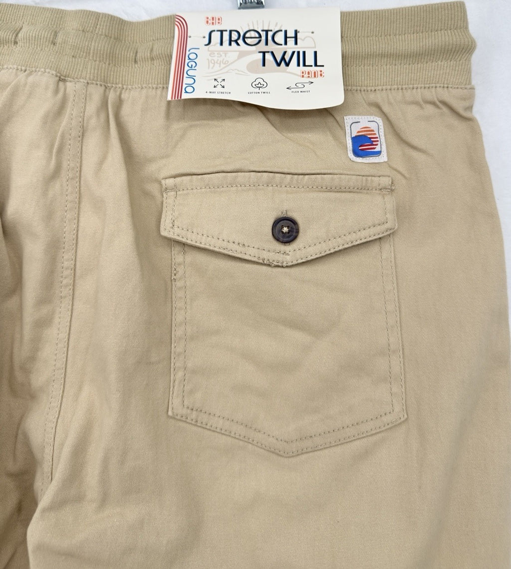 Laguna Joggers Pants Large Mens Tab Beige Pull On Stretch Twill New NWT