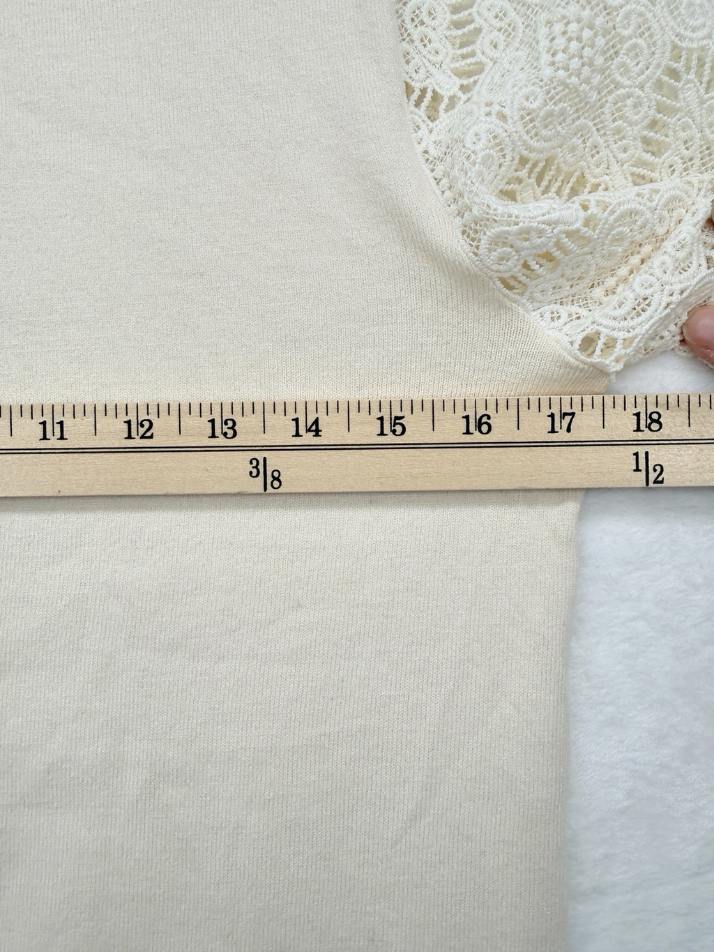 Ted Baker London Sweater Small Women Cream Lace Crochet Sleeve Knit Top $135 New