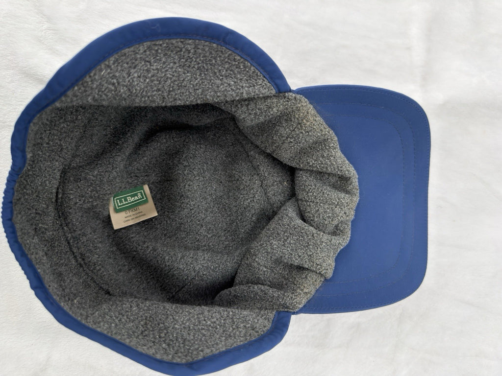 LL Bean Trapper Cap Vintage Fleece Lined Winter Ear Flaps Mens Large XL Blue Hat