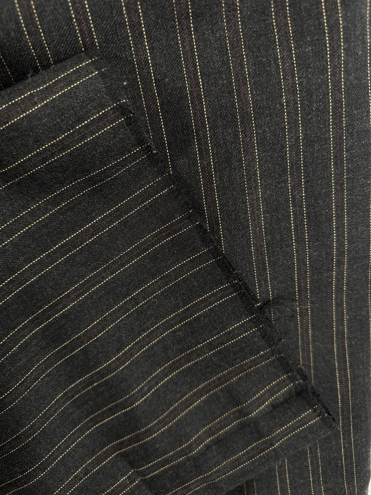 Armani Exchange 100% Wool Pants Womens 8 Gray Pinstriped Made In Italy Raw Hem