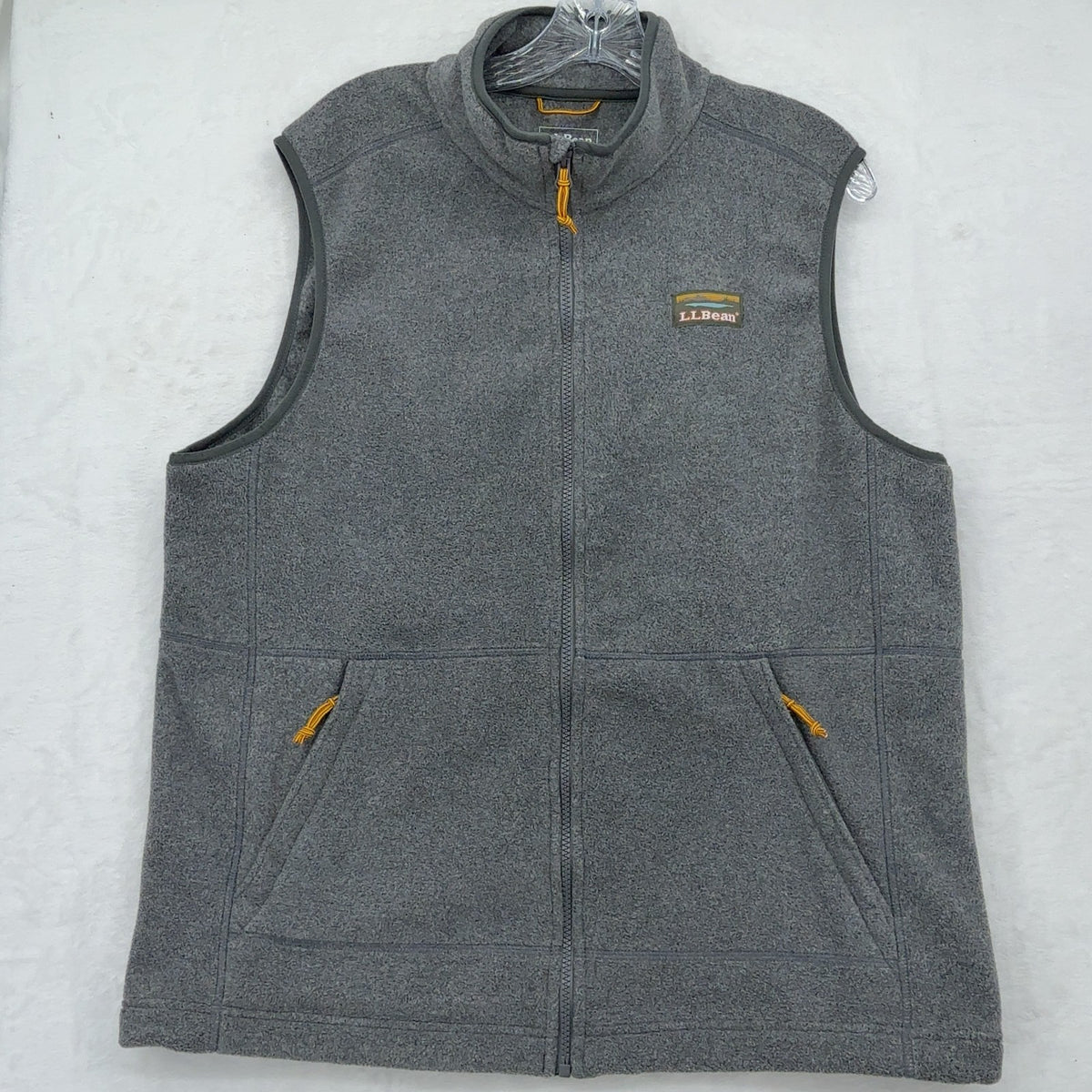 LL Bean Classic Zip Fleece Vest Large Mens Gray Full Zip Mock Neck