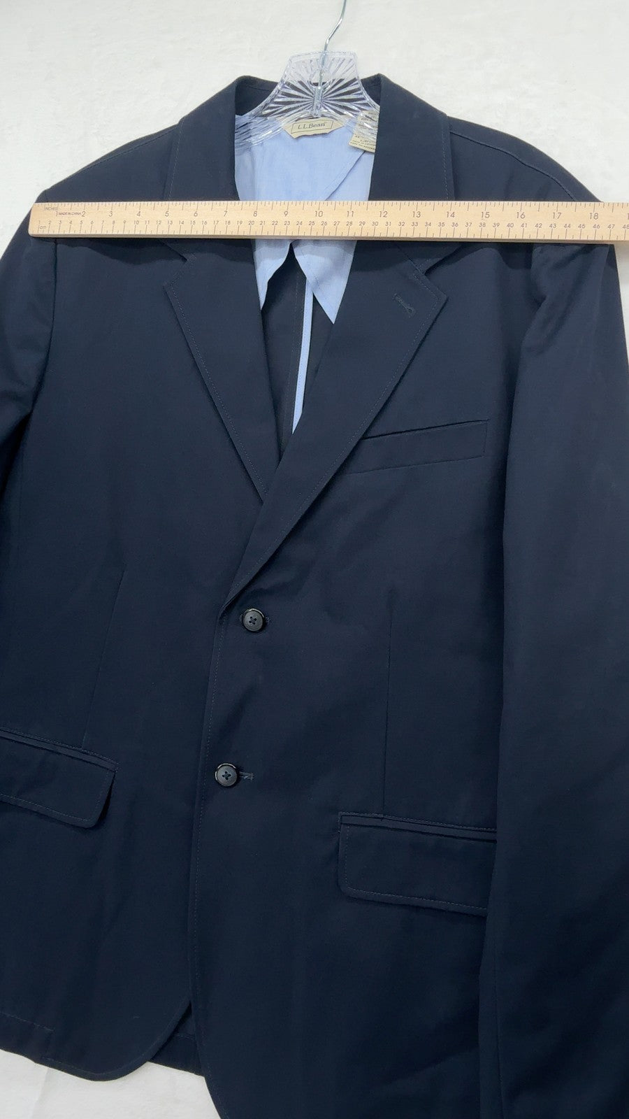 LL Bean Blazer 42R 100% Cotton Jacket  Navy Blue 2 Button Mens Sportcoat