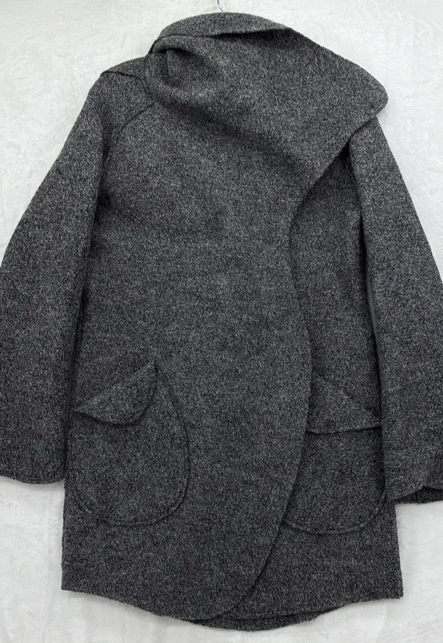 Mieko Mintz Coat Small Gray Kantha Wool Womens Jacket Art To Wear Lagenlook
