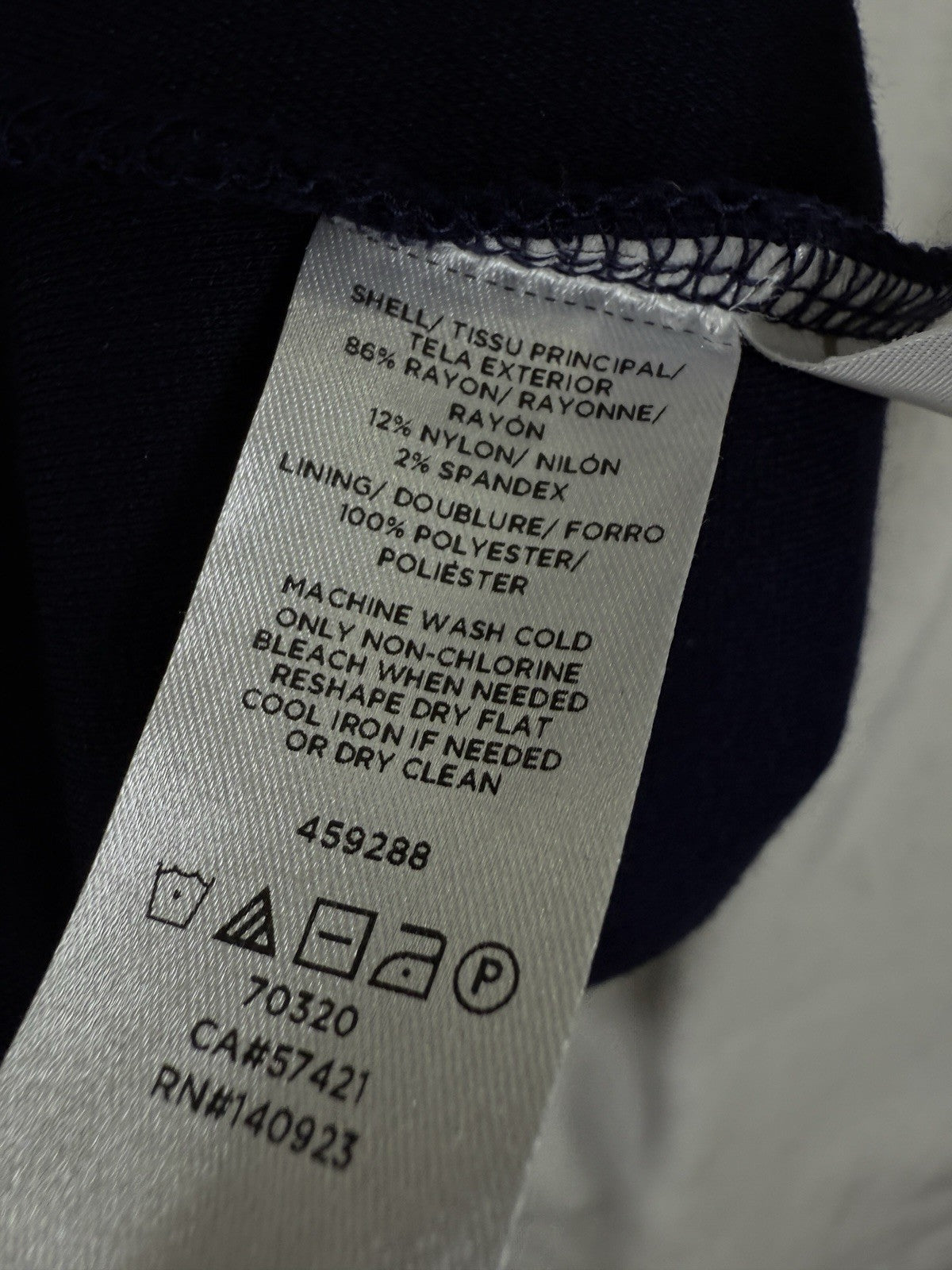 Ann Taylor Loft Dress 14 Navy Blue Ponte Knit Short Sleeve Bow Back Fit Flare