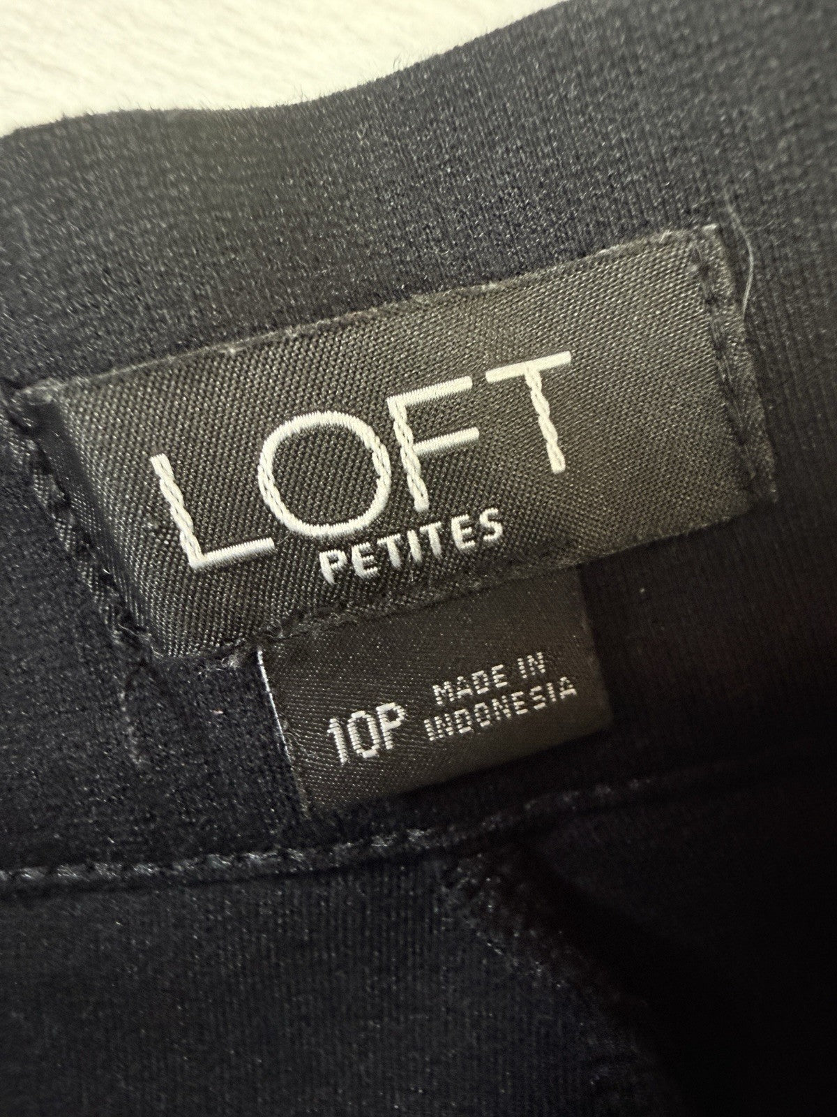 Ann Taylor Loft Ponte Knit Pants 10 Petite Womens Black Gold Zip Pockets 10P