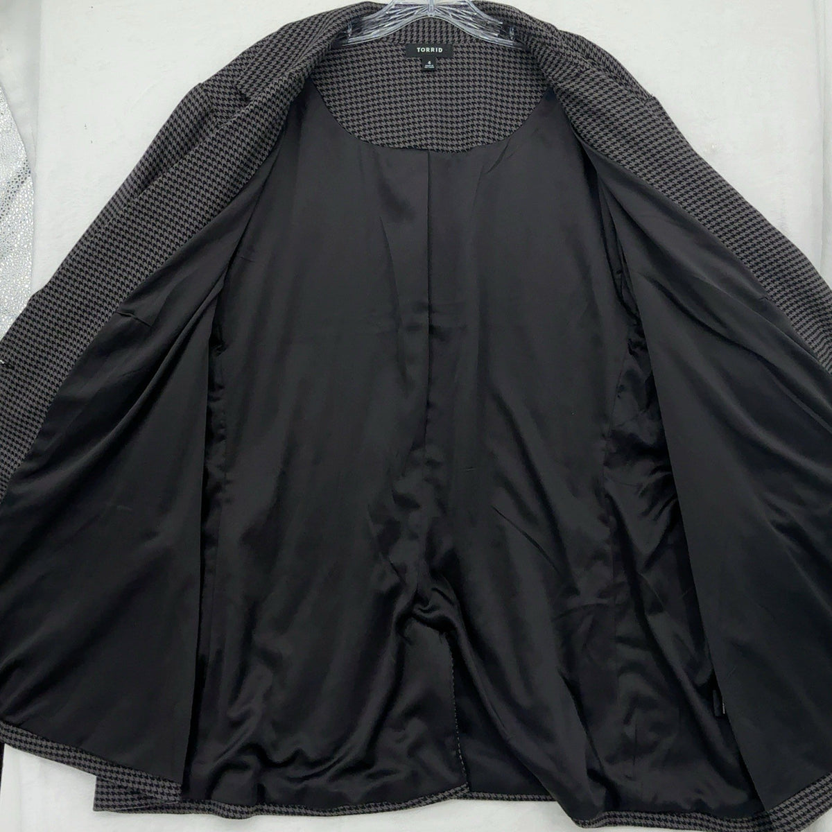 Torrid Blazer 4 Houndstooth Jacket Gray Black Knit Plus Size Womens 4X