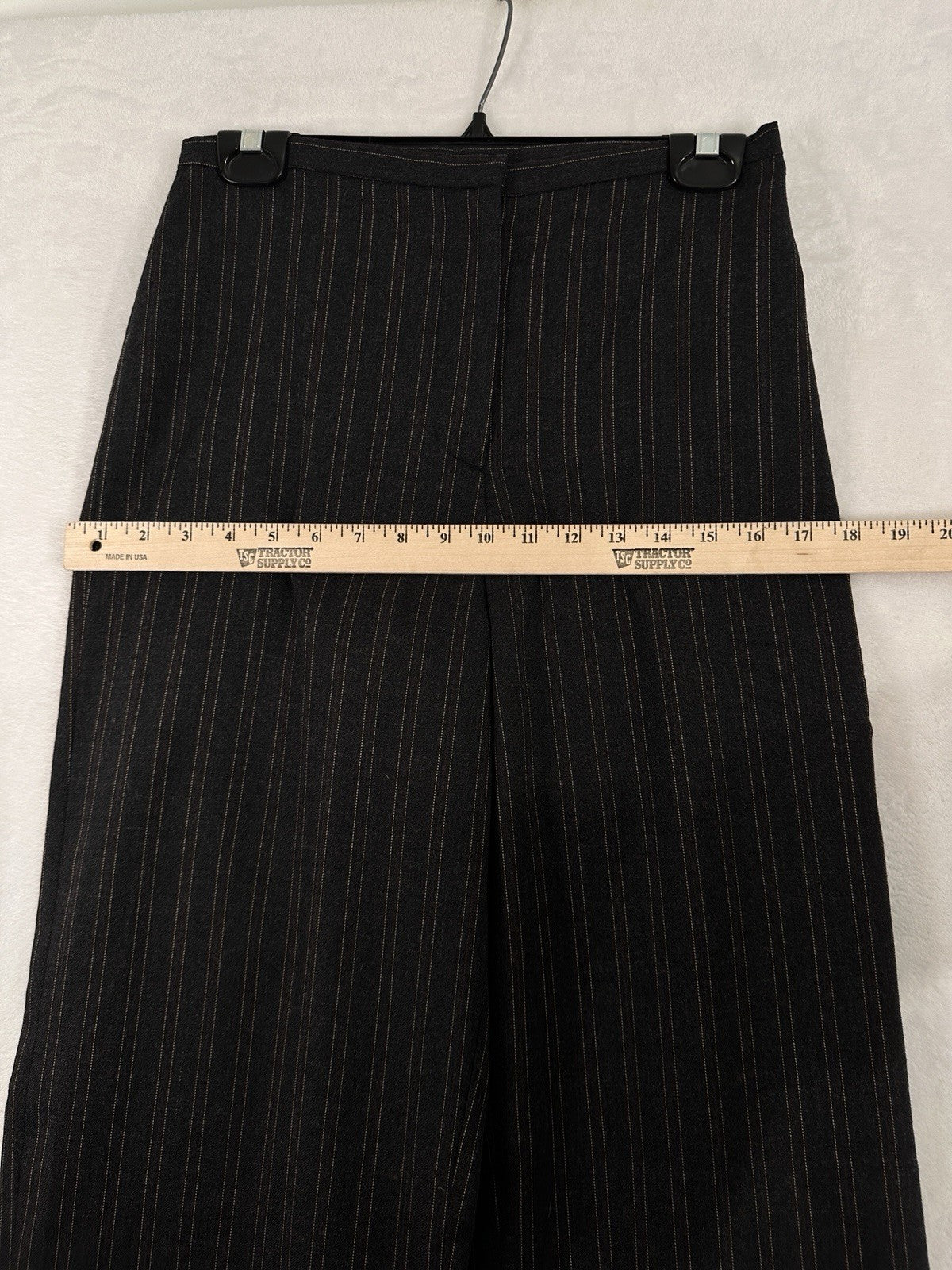 Armani Exchange 100% Wool Pants Womens 8 Gray Pinstriped Made In Italy Raw Hem