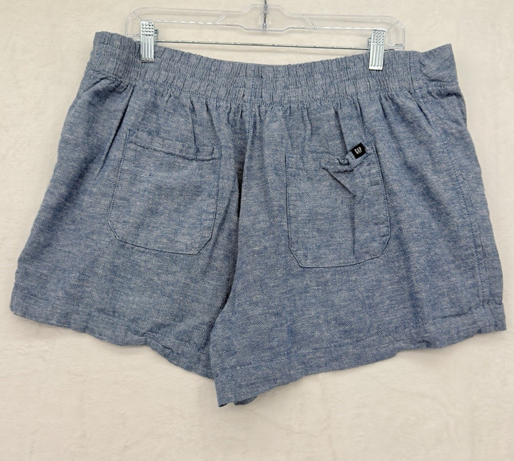 Gap Linen Blend Shorts XL Womens Blue Pull On Easy Pockets 3.5”
