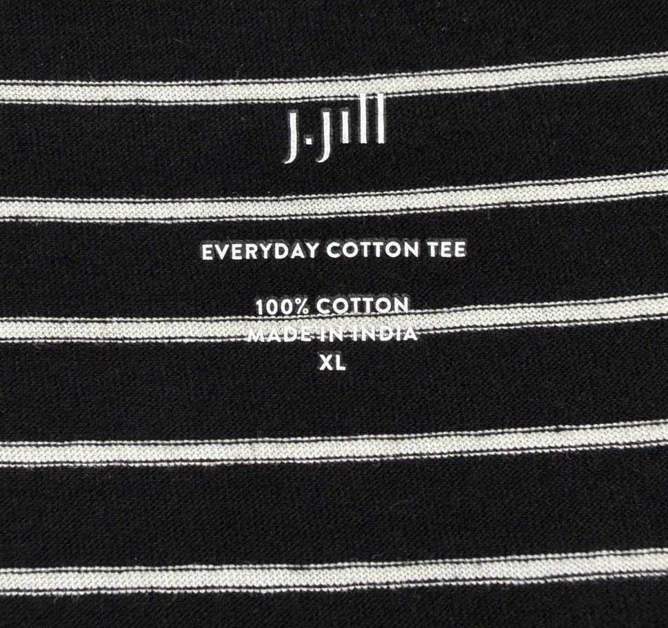 J Jill Top XL Black White Striped Everyday Cotton Tee Short Sleeve Womens