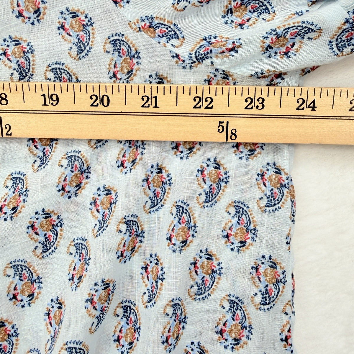 J Jill Top Large Blue Floral Madeira Pintuck Blouse 100% Cotton 3/4 Sleeve Women