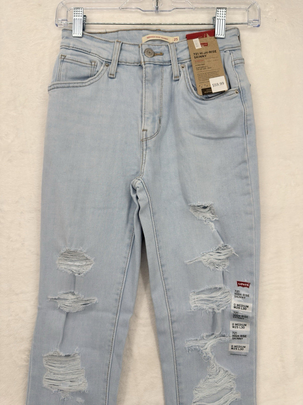 Levis 721 High Rise Skinny 25 25x30 0 Womens Light Blue High Rise New NWT