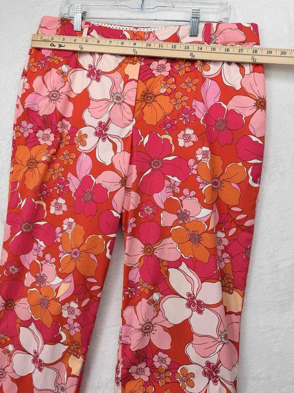 Talbots Perfect Crop Pants 12 Curvy Pink Orange Floral Print Womens